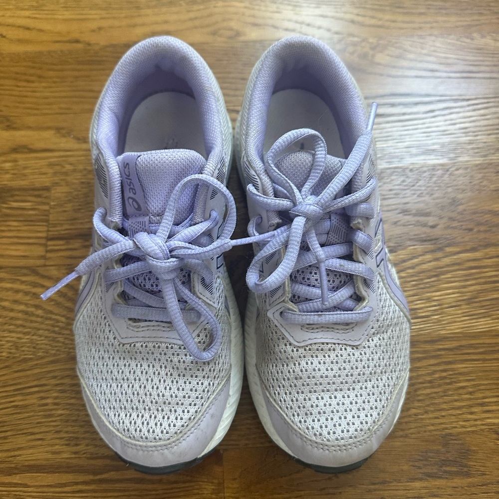 Asics Kids Lavender and White Sneakers